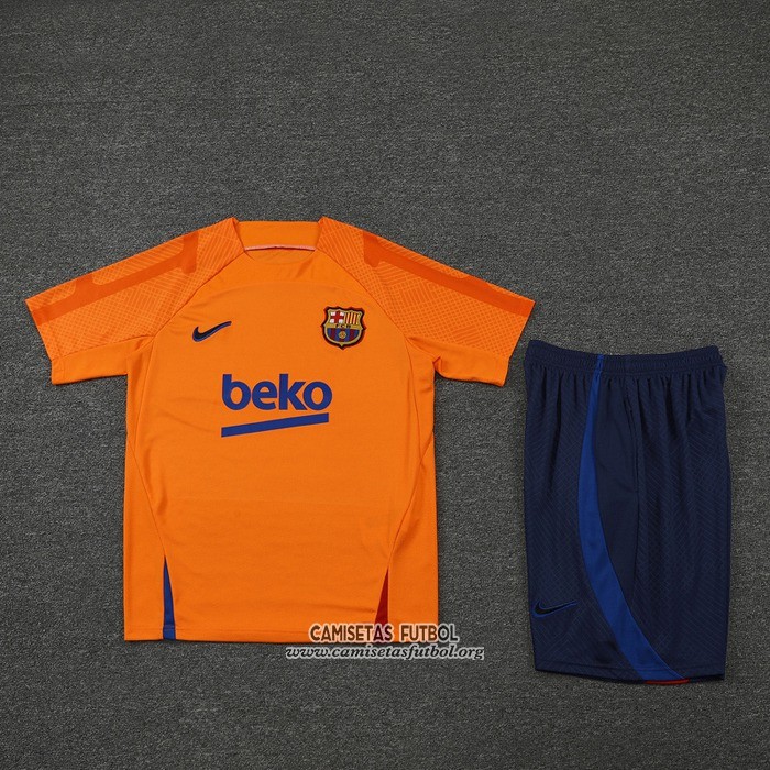 Chandal del Barcelona Manga Corta 2022/2023 Naranja - Pantalon Corto